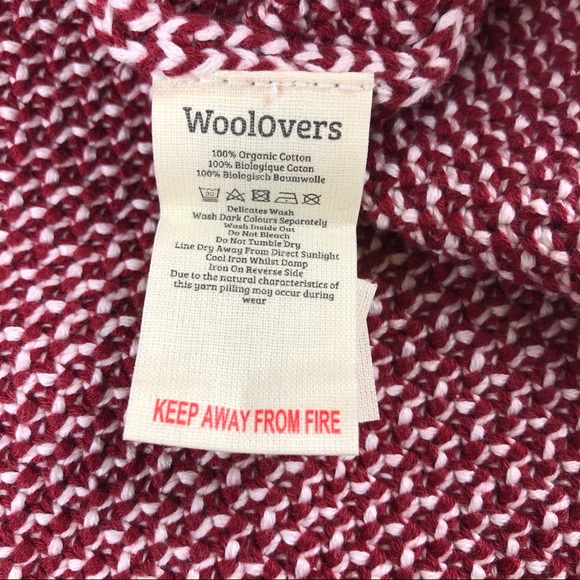 Woolovers New Womens Open Embroidered Placket Carmine Red/Cream Cardigan Size M - Picture 8 of 8